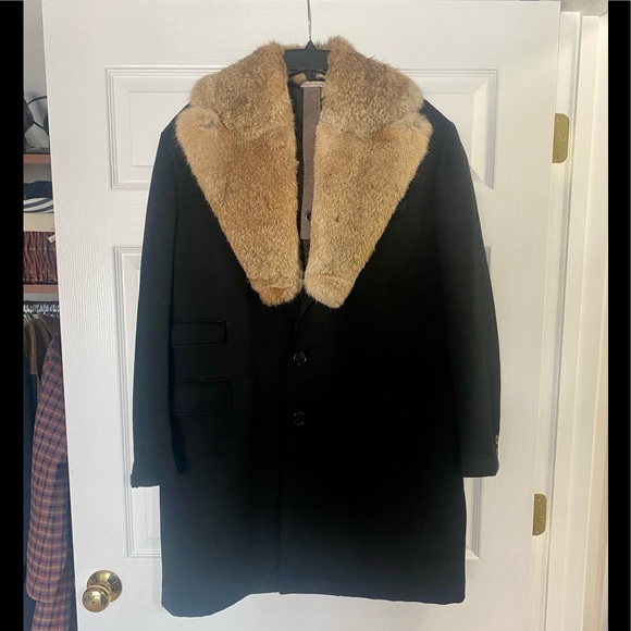 Mens Wool & rabbit fur coat - Picture 2 of 15